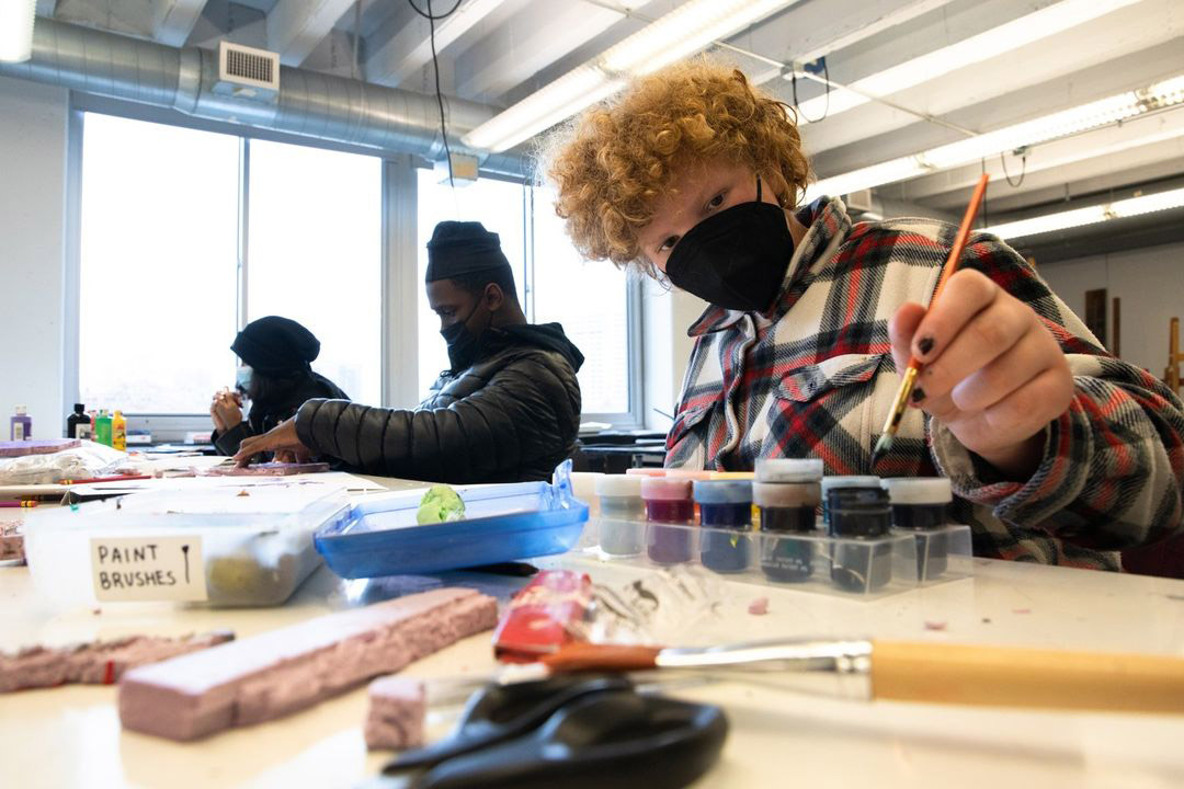 Students painting