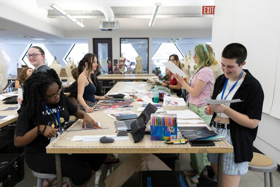 Students in art class